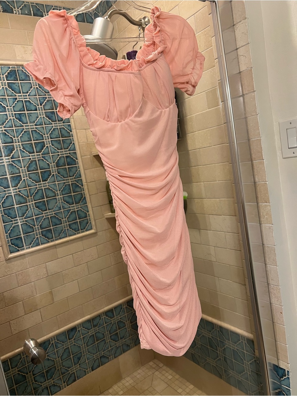 Papermoon Blush Pink Ruched Sweetheart Neck Midi Dress